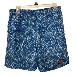 Vineyard Vines Blue and White School of Fish Pattern Swim Trunks Men’s Small